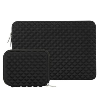 China Environmental PU Leather Black Color-Wholesale Directly 13-15.6 Inch Laptop Sleeve Case Lattice Diamond Pattern Neoprene Three-Dimensional Carry Case for sale