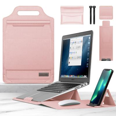 China PU Leather Pink Color 13 14 16 Laptop Stand Computer Bag Suitable For Huawei Mate Holder Liner Bag Apple Multi Function Magnet Handbags for sale