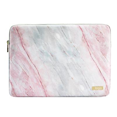 China Environmental PU Leather Hot-sales Pink Color Marble Laptop Sleeves Amazon Ebay For Macbook/Surface/HP Classic Fashion Style Notebook Case 13-15Inch for sale