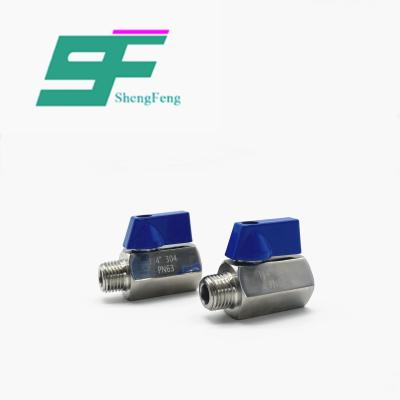 China General ShengFeng Sanitary Manual Stainless Steel Bule Handle SS304 Plastic Female Male Threaded Mini Ball Valve for sale