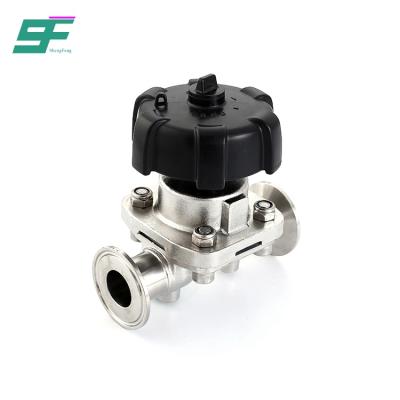 China General ShengFeng SS316L Manual Straight Type Tri Clamped Diaphragm Valve For Pharmaceutical Industry for sale