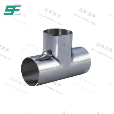 China ShengFeng SS304 Stainless Steel Food Grade Pipe Connection Fittings Sanitary Normal Welded Short Tee Equal for sale