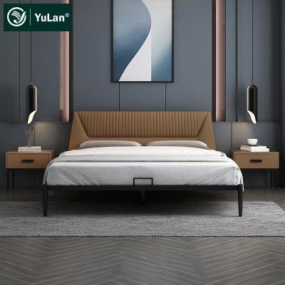 China King Queen Double Size Hot Sale High End Minimalist Style Storage Wooden Frame Genuine Leather Soft Beds for sale