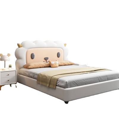 China Other Luxury Cartoon Bed Modern Design Frame Solid Wooden Sheep Leather Cute Kids Bed for sale