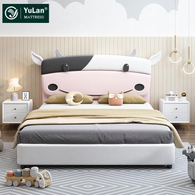 China Other cute modern luxury design bed frame cartoon bed BEEF children leather solid wood cute bed for sale