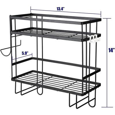 China Bathroom Storage Space Saver 2-Tier Shelf Over Toilet Shelf Organizer With Hanging Hook for sale