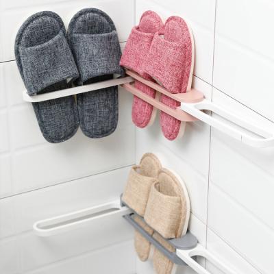 China Wall Mounted Bathroom Shoe Organizer Null Rack 3 in 1 Organizer Folding Rack Shoe Hanger and Bathroom Towel Slippers for sale