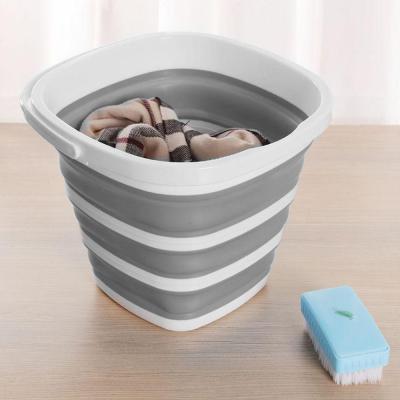 China Sustainable Portable 7.5L Square Cleaning Bucket Water Laundry Space Saving Folding Folding Bucket With Handle for sale