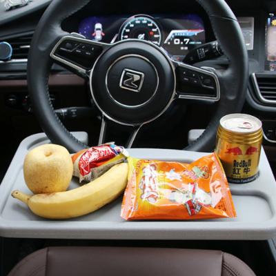 China Portable Interior Dining Table Desk Laptop Accessories Travel Dresser Car Food Eating Tray Car Steering Wheel Tray for sale