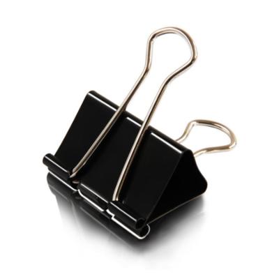 China Black 24pcs 32mm Flat Metal Paper Binder Clips Crafts For Large Paper Clamps for sale