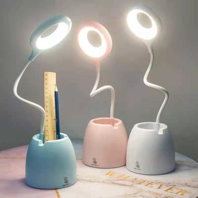 China Modern Dimmable Modern Bedside Light Led Desk Lamp Button Stepless Rotating Desk Light With Pen Holder for sale