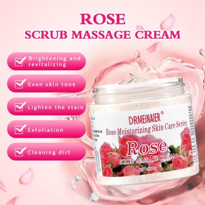 China Rose Brightening Scrub Deep Cleaning Exfoliator Premium Smooth Cream Skin Nourish Face And Body Massage for sale