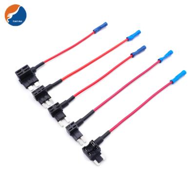 China Auto 15A Add Circuit Mini Blade Fuse Box Holder ACS ATC ATC Piggyback Tap Black With Red Wire Universal Car Accessories for sale