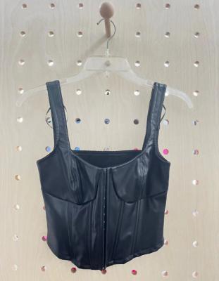 China Cool And Fashionable P-Leather Corset Tank Black for sale