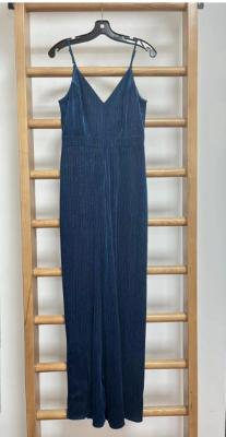 China Teal Blue Luxurious Lurex Velvet Jumpsuit zu verkaufen