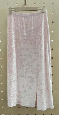 China Luxury High-Shine Solid Light Pink Velvet Skirt zu verkaufen