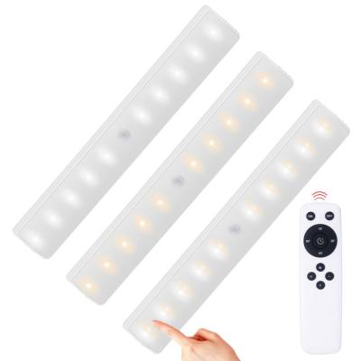 China Modern 3 Color Modes Dimmable Touch Control Cabinet Wall Reading Night Lamp Built In Battery 20 LED Remote Control Under Cabinet Lights for sale