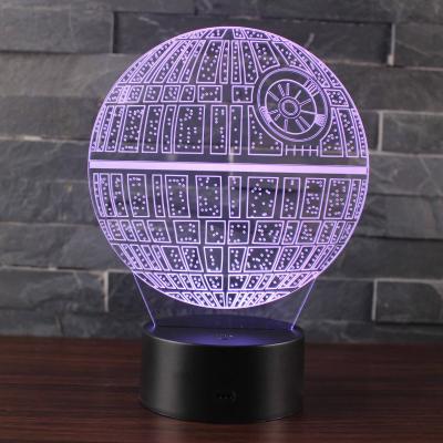 China New Modern Hot Selling Amazon Star Wars Kids Bedroom Decorative Optical 3d Illusions Led Night Light Lamp for sale