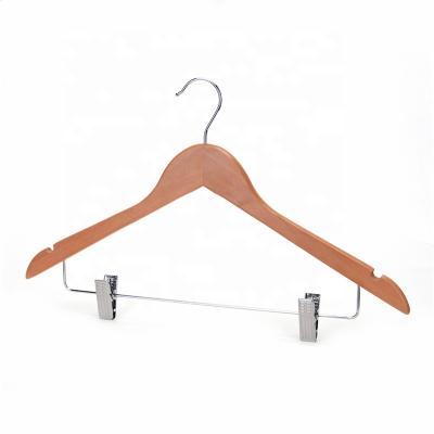 China Flat OEM Personalized Natural Antique Wooden Wooden Suit Coat Hangers With Bar for sale