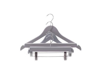 China 2021 Hot Selling Traditional Premium Gray Luxury Non-slip Gray Wooden Hangers for Men's Skirt Wood Hanger for sale