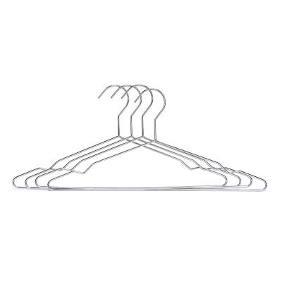 China Wholesale High Quality Strong Notched Shoulder Metal Wire Coat Hangers For Fabrics Metal for sale