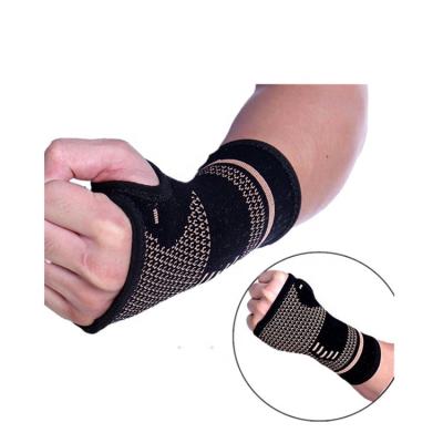 China 3000-4000 ppm/ml Compression Wrist Sleeve for Carpal Tunnel Syndrome Wrist Pain Tension Copper Wrist Brace for Fatigue and Arthritis Pain Relief for sale