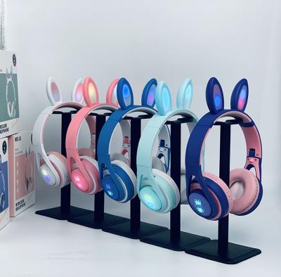 China Cute Rabbit Ear Earphone Factory Headset Foldable Popular LED Light Headband Wireless Radio Over Ear Headset for sale