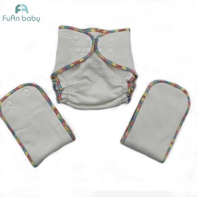 China Bamboo Cotton Printed Hybrid Hemp Fitted 3 Layer In 1 Reusable Bamboo Diapers 2 Inserts Newborn Fiber Filter Cloth for sale