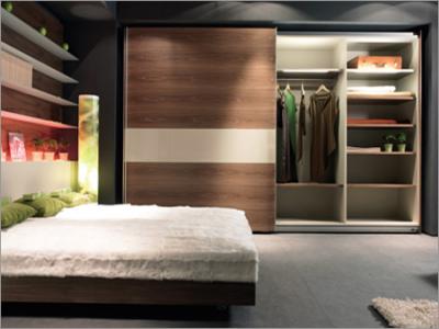 China wood grain MFC wardrobe for sale