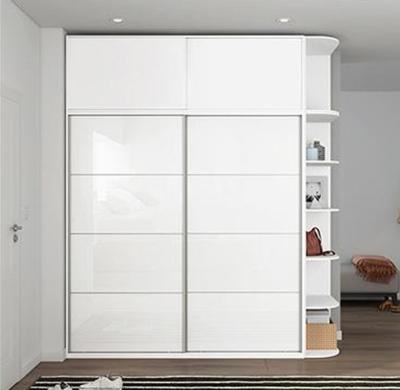 China guardarropa de cristal moderado de la puerta, guardarropa blanco, armario moderno, l guardarropa del dormitorio de los guardarropas de la forma, resbalando la puerta incorporada en venta