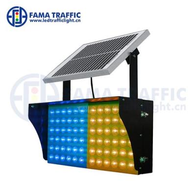 China 500x250mm Solar Led Traffic Light Anti-UV Plastic Yellow and Blue Led Solar Warning Light Flashlight PC Alarm Flashlight for sale