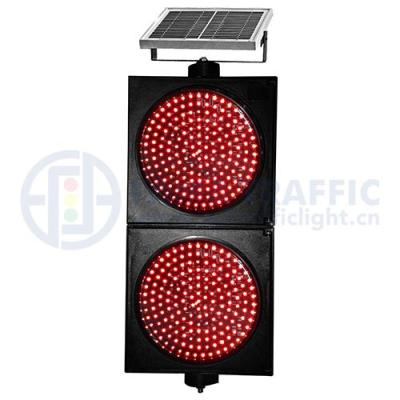 China PC Plastic Anti-UV Solar 300 Red Light Traffic Light Solar Intelligent Signal Two Units Red Flashing Light for sale