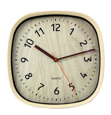 China Modern creative style antique wood finish square wall clock for home decoration for sale