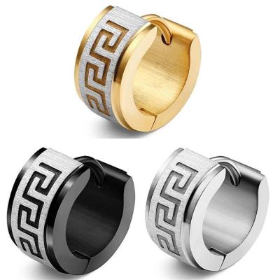 China Stainless Steel Earrings Punk Great Wall Model Popular Men's Jewelry Earrings Titanium Steel Stud Earrings for sale