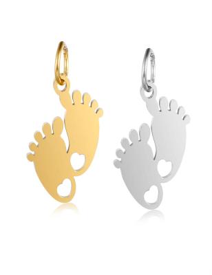 China Charm Pendant Footprint Design Charm Pendant Gold Plated Stainless Steel Charm Charm, Made With Jewelry Designs for sale