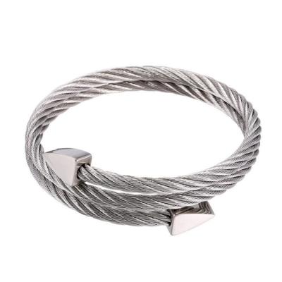 China Stainless Steel Bangle Punk Braided Wrap Around Bangle Fashion Charm Jewelry Unisex Wholesale for sale