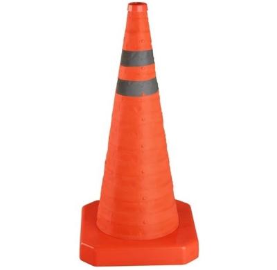 China Safety Warning Work Equipment No Parking China Supplier 75cm Base ABS High Visibility Traffic Road Reflective Folding Cone With Light for sale