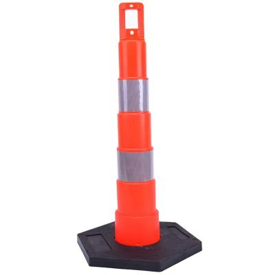 China PE+ Rubber Low Reflective Bollard Road Safety Draftsman Warning Post With Base for sale