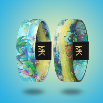 China Fashionable Custom Elastic Polyester NFC Logo Printed RFID Wristbands Adjustable Wrist Bands for sale