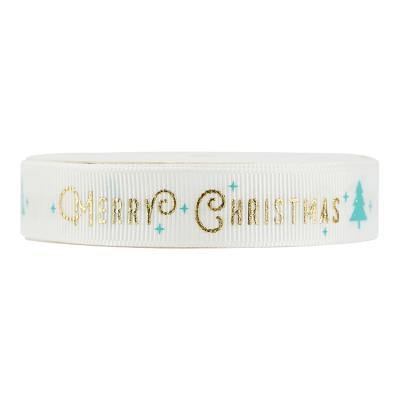 China Recyled Ribbon Customized Custom Color Grosgrain Ribbon Roll With Logo White for sale