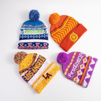 China Wholesale custom hotel and resort style new factory logo bobble beanie hat for sale