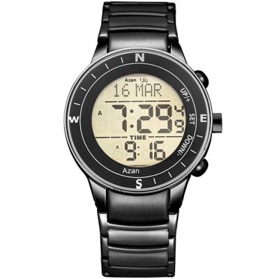 China Mens Womens Unisex Digital Al Fajr Timing Muslim Prayer Religious Islamic Azan Time Muslim Qibla Compass Watch for sale