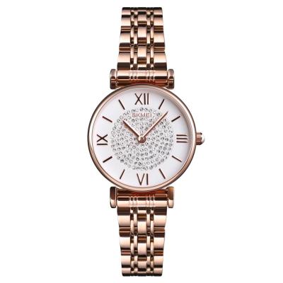 China Water Resistant Skmei 1534 Ladies Fashion Waterproof Japanese Movement Diamond Dial Dress Watches Women Stainless Steel Quartz Analog Watches for sale