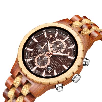 China Chronograph Fashion Quartz Watches Luxury Custom Logo Mens Wooden Watch Wooden Watch Manufacturer for sale