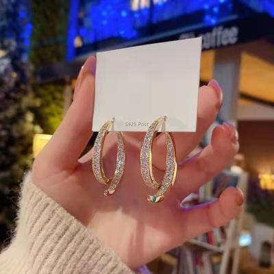 China 2022 Shiny CLASSIC Fashion Jewelry Earrings For Girls Gold Plated Women Round Detachable Zircon Stud Earrings for sale