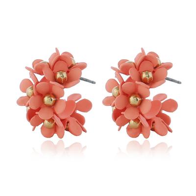 China New Design CLASSIC Candy Color Sweet C Flower Stud Earrings Girls Jewelry Circles Circle C Earrings for sale