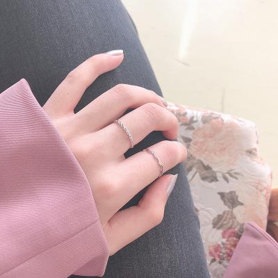 China Office/Cool Tail Ring Index Ring Wavy Profile Sterling Silver Ring Central Institute of Statistics Career s925Women Fashion Korean Style Simple Adjustable Opening Small for sale