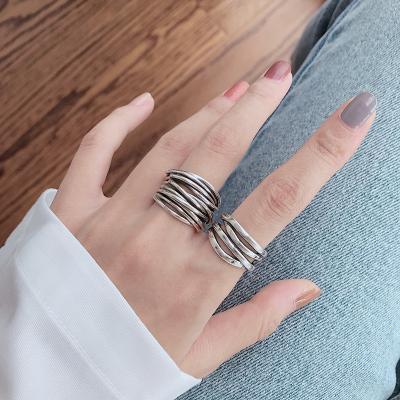 China Tai Silver Ring Retro Multilayer CLASSIC Ring Opening Adjustable Index Finger Ring Unisex for sale