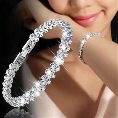 China New Roman Chain Heart Designs Full Diamond 925 Sterling Silver Tennis Zircon Bracelet 2022 TRENDY for sale