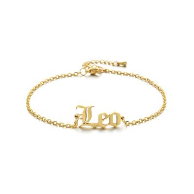 China Lucky Guardian Adjustable Charm Bracelet CLASSIC Gold Plated Stainless Steel Bracelet 18K Gold Plated Feminine Letter Bracelet for sale